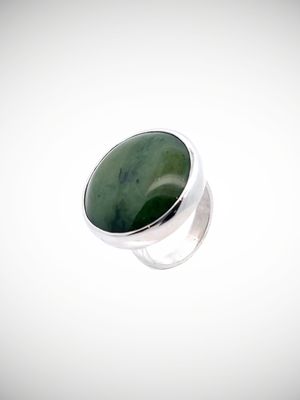 Moko Pounamu Jewellery NZ Genuine Kawakawa Pounamu & Sterling Silver Ring - Whakaoma
