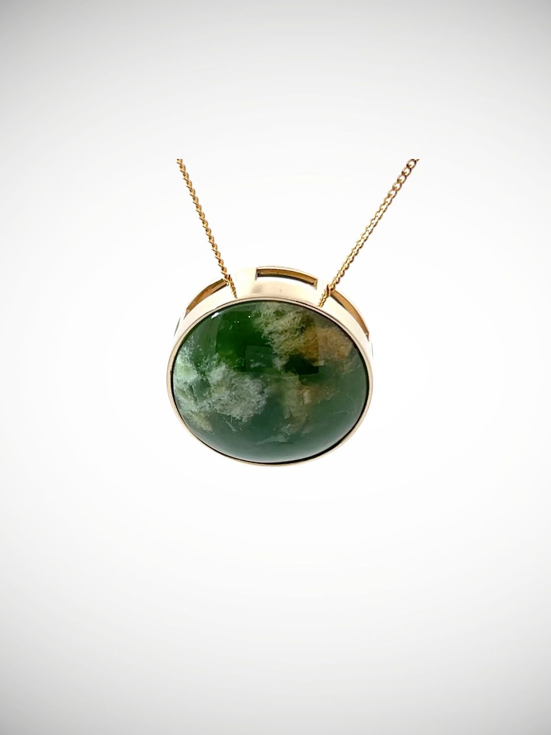 Moko Pounamu Gilt Jewellery Slider NZ Genuine Kahurangi Flower Greenstone & 9ct Gold - Tapuaenuku