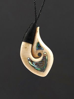 Moko Pounamu Manaia Genuine Whale Bone Carving - Taharua