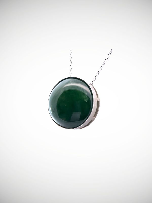 Moko Pounamu Gilt Jewellery Slider NZ Genuine Kawakawa Greenstone & Sterling Silver - Tuwata