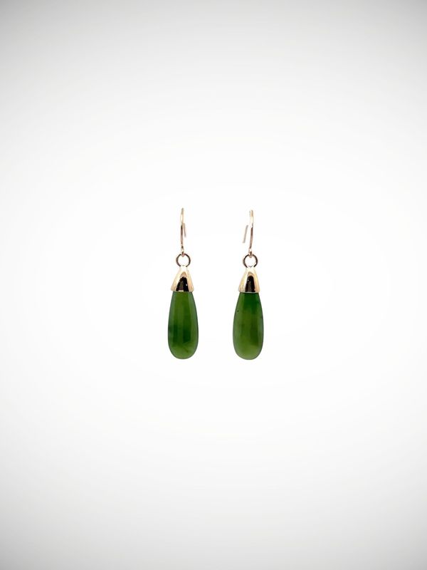 Moko Pounamu NZ Kahurangi Greenstone & 9ct Gold Earrings -  Otaneaniwa