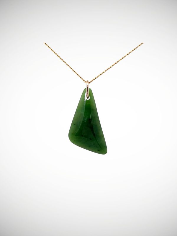 Moko Pounamu Free form Drop NZ Genuine Kahotea Greenstone & 9ct Gold - Otaetae