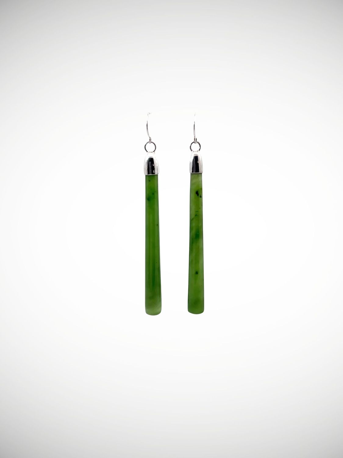 Moko Pounamu NZ Kahurangi Greenstone & Sterling Silver Earrings - Iwituaroa