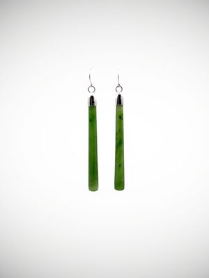 Moko Pounamu NZ Kahurangi Greenstone & Sterling Silver Earrings - Iwituaroa