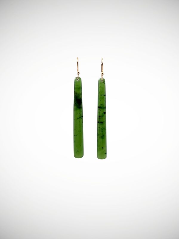 Moko Pounamu NZ Genuine Kahurangi Greenstone & 9ct Gold Earrings - Torea