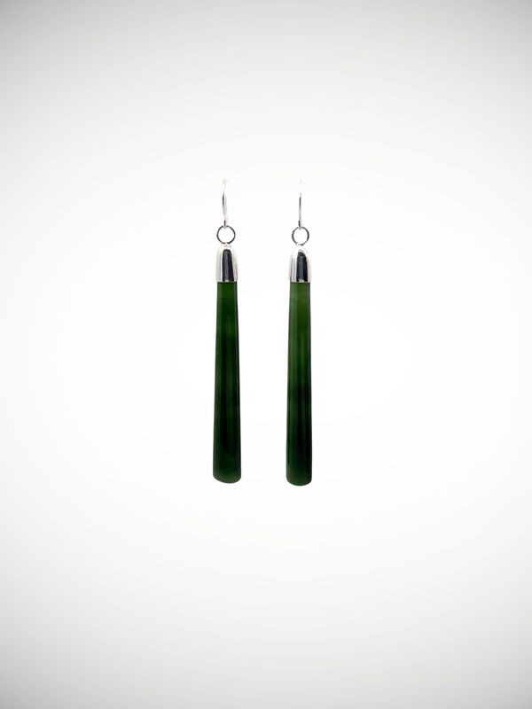 Moko Pounamu NZ Kawakawa Greenstone & Sterling Silver Earrings - Miko