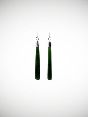 Moko Pounamu NZ Kawakawa Greenstone & Sterling Silver Earrings - Miko