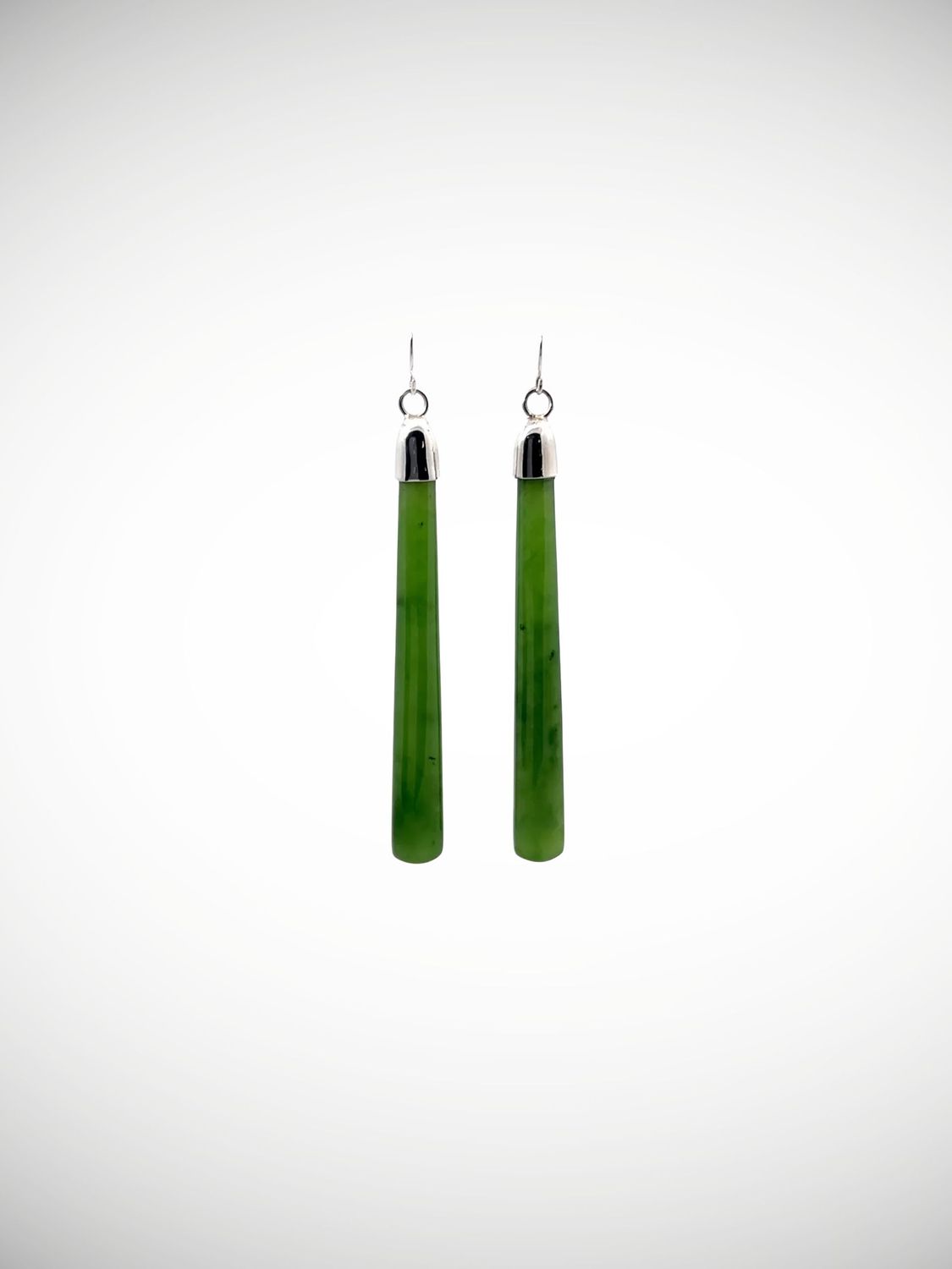 Moko Pounamu NZ Kahurangi Greenstone & Sterling Silver Earrings - Okari