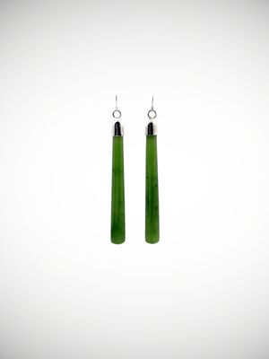 Moko Pounamu NZ Kahurangi Greenstone & Sterling Silver Earrings - Okari