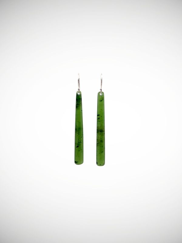 Moko Pounamu NZ Kahurangi Greenstone & Sterling Silver Earrings - Waimea