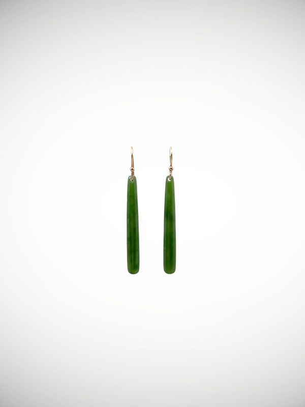 Moko Pounamu NZ Genuine Kahurangi Greenstone & 9ct Gold Earrings - Okoriko