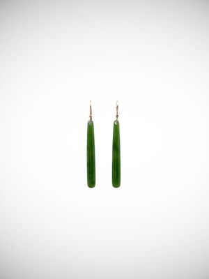 Moko Pounamu NZ Genuine Kahurangi Greenstone & 9ct Gold Earrings - Okoriko