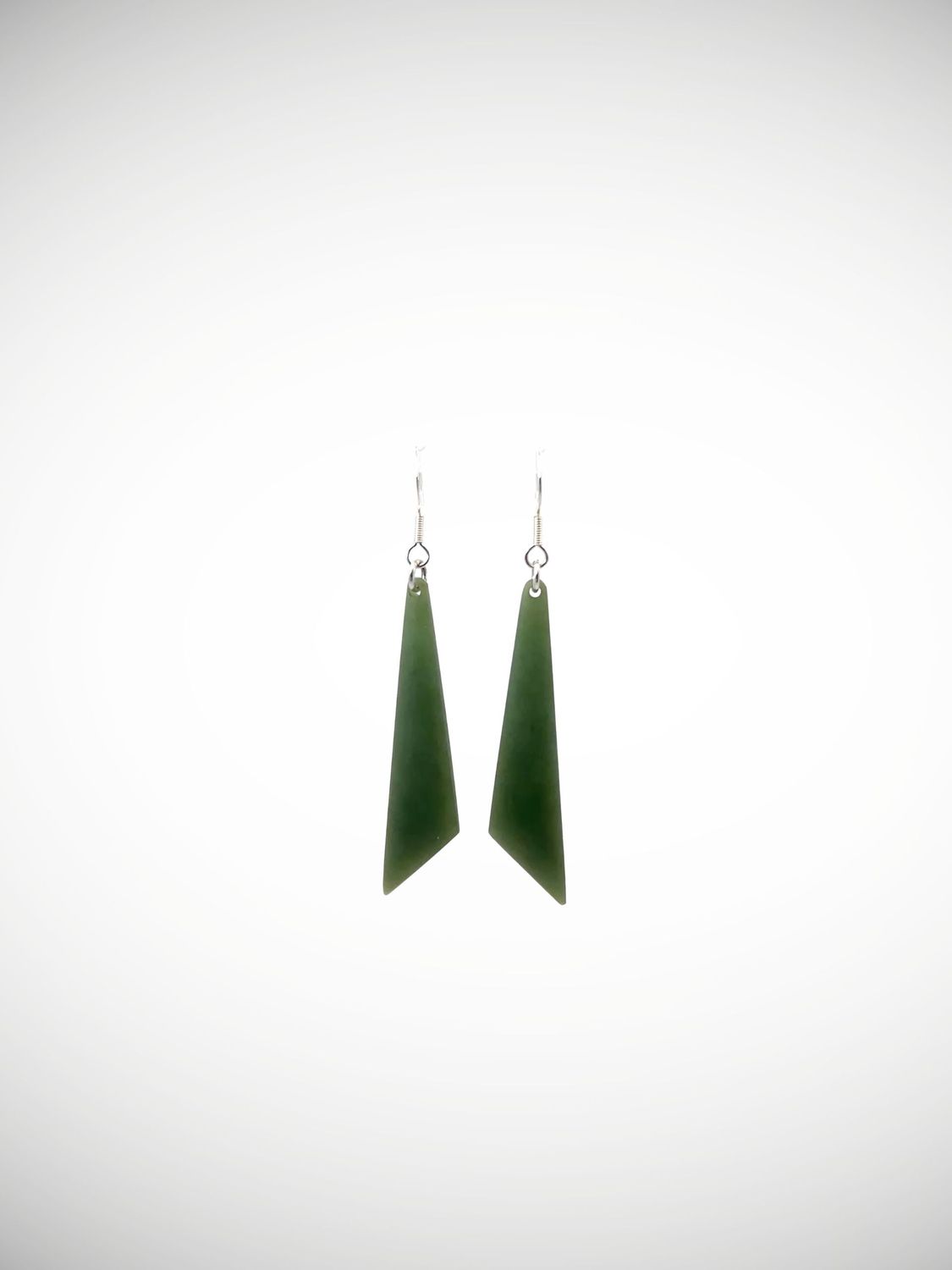 Moko Pounamu NZ Inanga Greenstone & Sterling Silver Earrings - Kawau