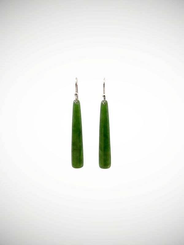 Moko Pounamu NZ Kahotea Greenstone & Sterling Silver Earrings - Maungahura