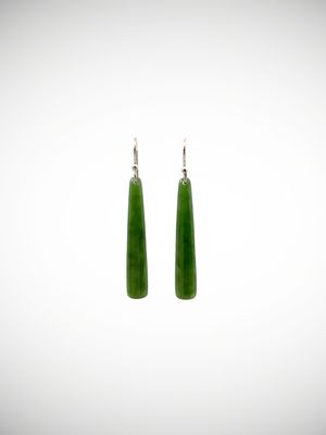 Moko Pounamu NZ Kahotea Greenstone & Sterling Silver Earrings - Maungahura