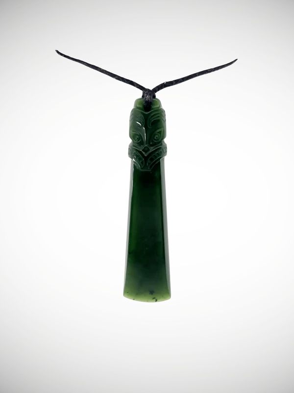 Moko Pounamu Hei Tiki NZ Genuine Kawakawa Greenstone - Puahuru