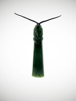 Moko Pounamu Hei Tiki NZ Genuine Kawakawa Greenstone - Puahuru