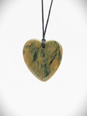 Moko Pounamu Heart NZ Genuine Marsden Flower Greenstone - Mikonui