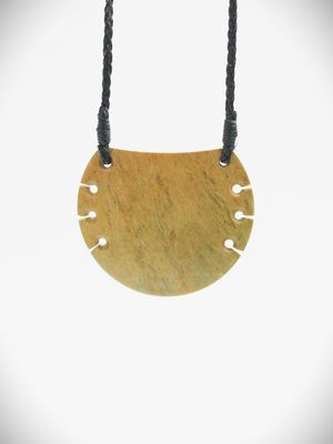 Moko Pounamu Notched Kouma (Breastplate) NZ Genuine Raukaraka Greenstone - Waerenga