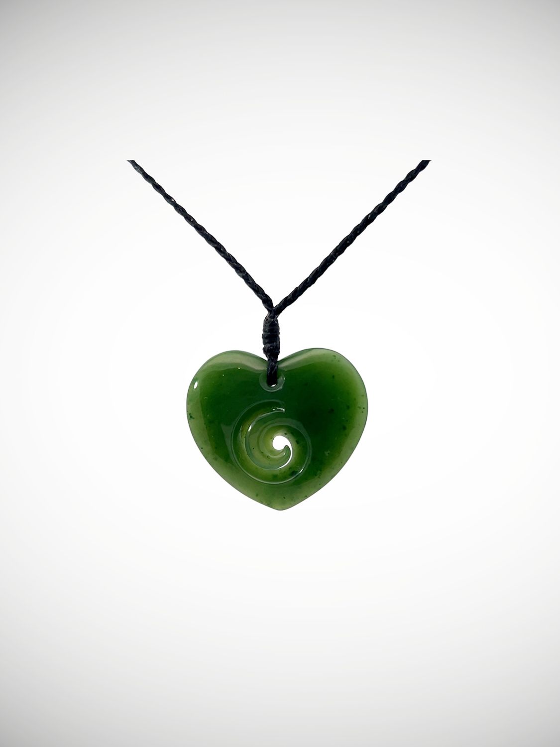 Moko Pounamu Heart NZ Genuine Kahurangi Greenstone  - Wawahi