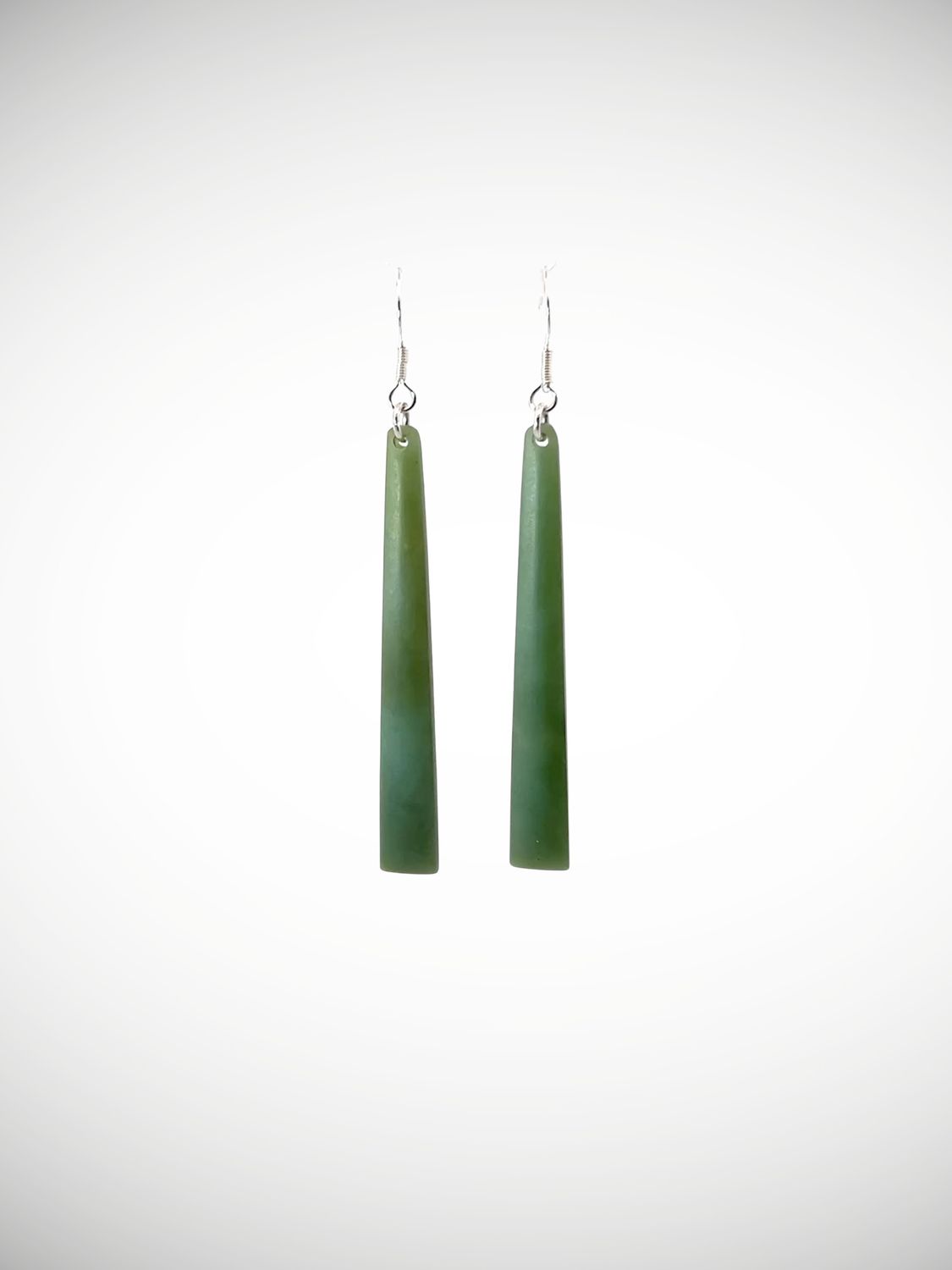 Moko Pounamu NZ Inanga Greenstone & Sterling Silver Earrings - Kopuwai