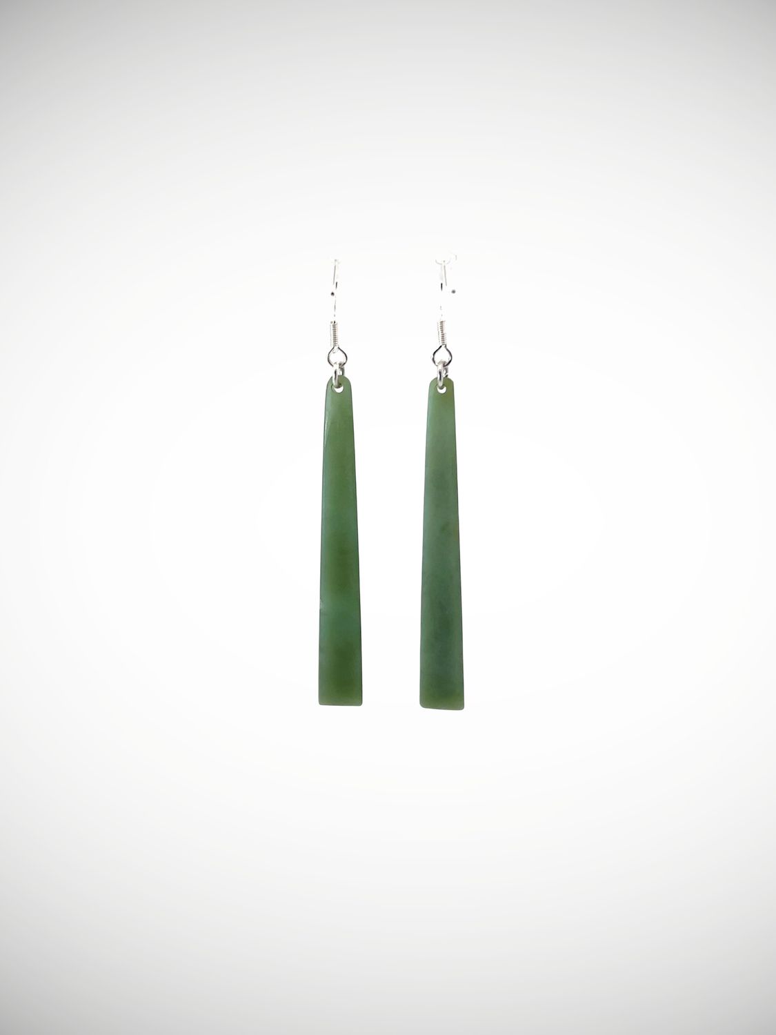 Moko Pounamu NZ Inanga Greenstone & Sterling Silver Earrings - Maniatoto