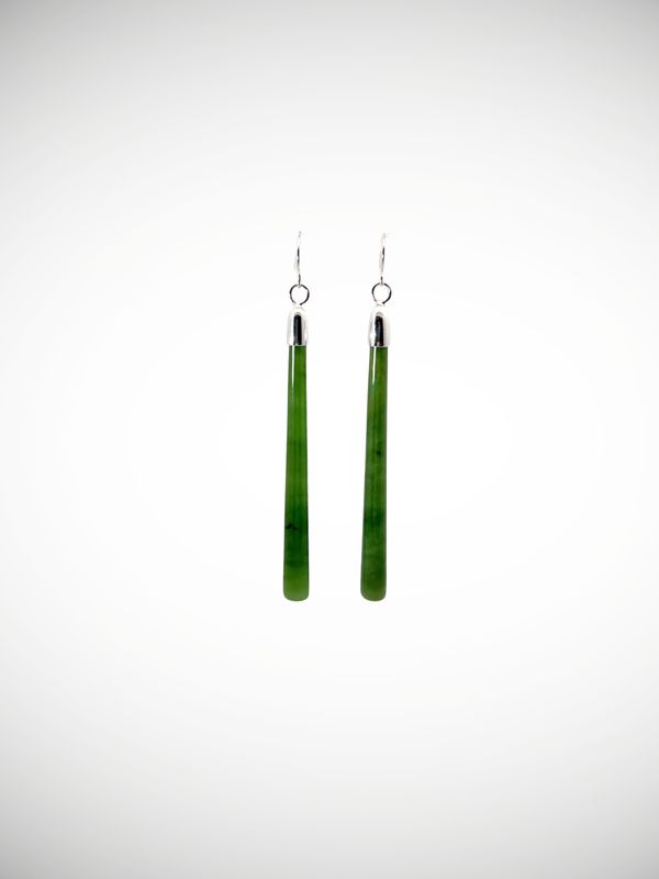 Moko Pounamu NZ Kahurangi Greenstone & Sterling Silver Earrings - Waihora
