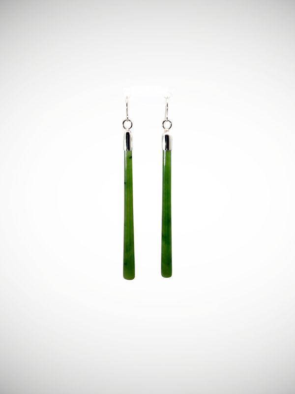 Moko Pounamu NZ Kahurangi Greenstone & Sterling Silver Earrings - Rawaru
