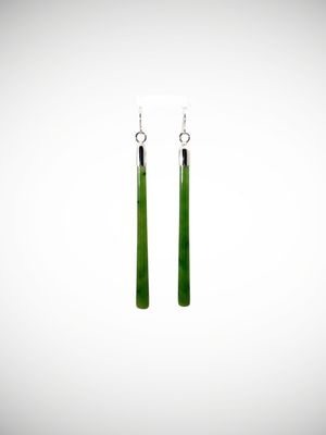 Moko Pounamu NZ Kahurangi Greenstone & Sterling Silver Earrings - Rawaru