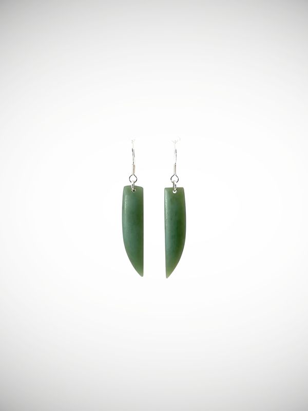 Moko Pounamu NZ Inanga Greenstone & Sterling Silver Earrings - Rehoreho