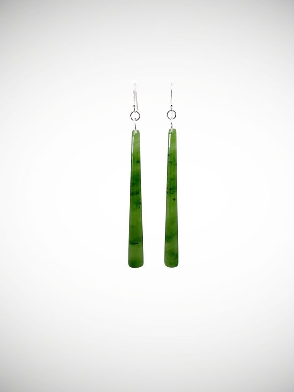 Moko Pounamu NZ Kahurangi Greenstone & Sterling Silver Earrings - Tawhai