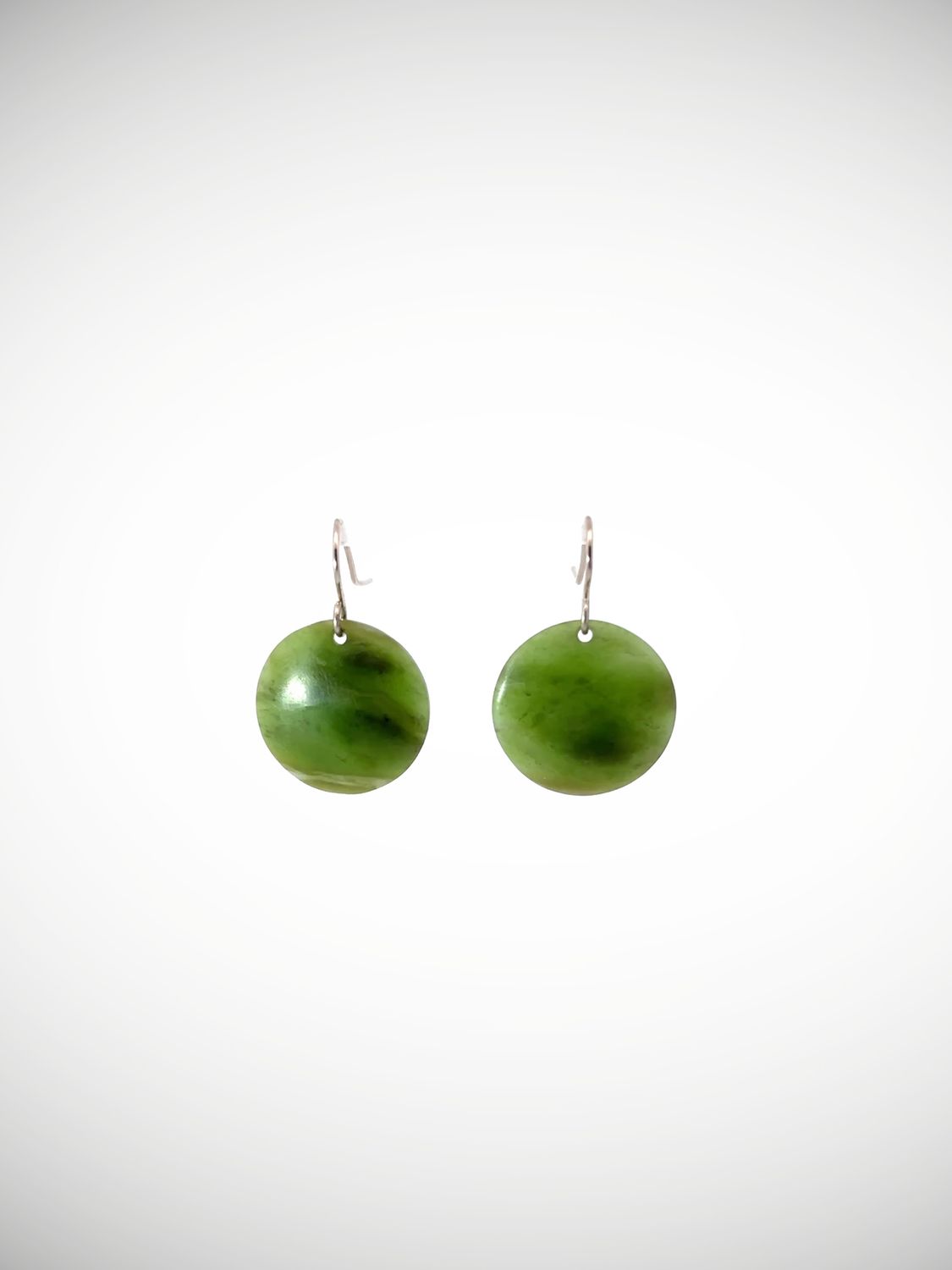 Moko Pounamu Porohita (Disc) NZ Genuine Auhunga Greenstone & Sterling Silver Earrings - Rawaka