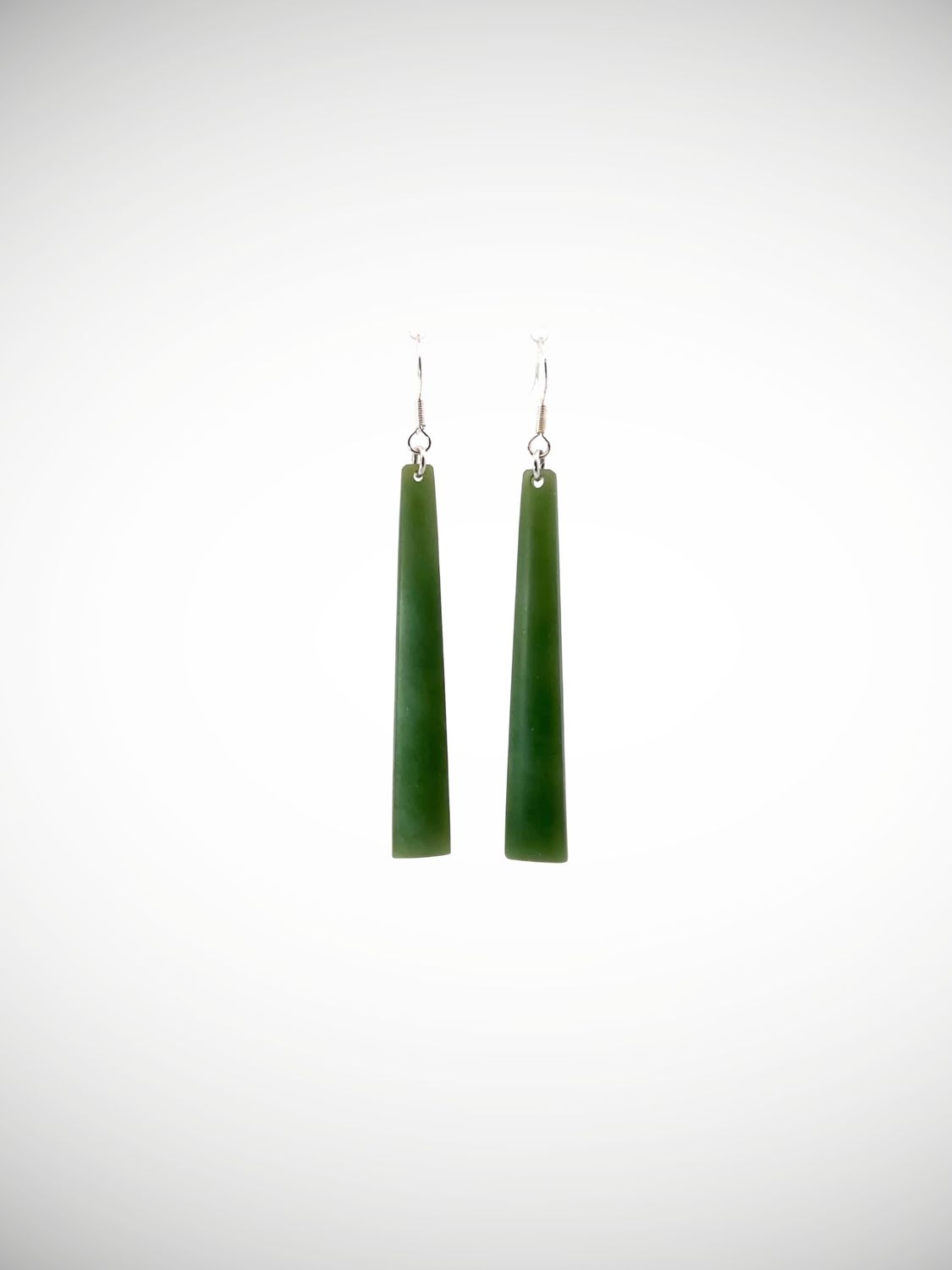 Moko Pounamu NZ Inanga Greenstone & Sterling Silver Earrings - Pahauhau
