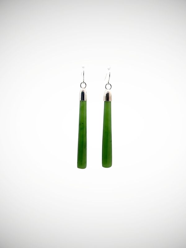 Moko Pounamu NZ Kahurangi Greenstone & Sterling Silver Earrings - Paetai