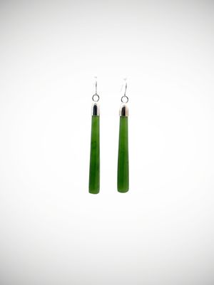 Moko Pounamu NZ Kahurangi Greenstone & Sterling Silver Earrings - Paetai