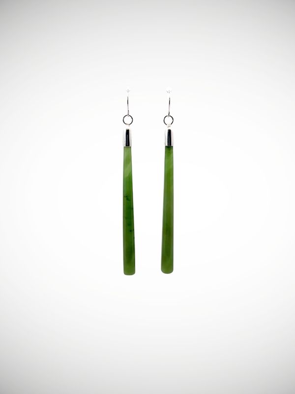 Moko Pounamu NZ Kahurangi Greenstone & Sterling Silver Earrings - Pahaua