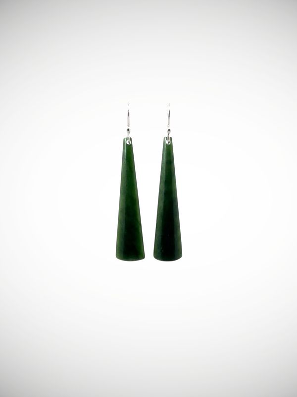 Moko Pounamu NZ Kawakawa Greenstone & Sterling Silver Earrings - Tekapo