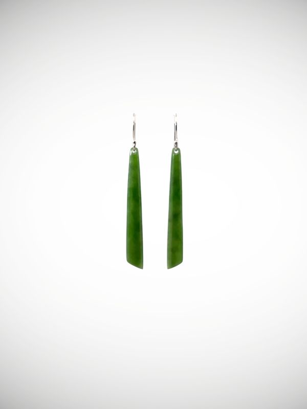Moko Pounamu NZ Kahurangi Greenstone & Sterling Silver Earrings - Wanaka