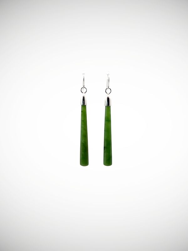 Moko Pounamu NZ Kahotea Greenstone & Sterling Silver Earrings - Te Anau
