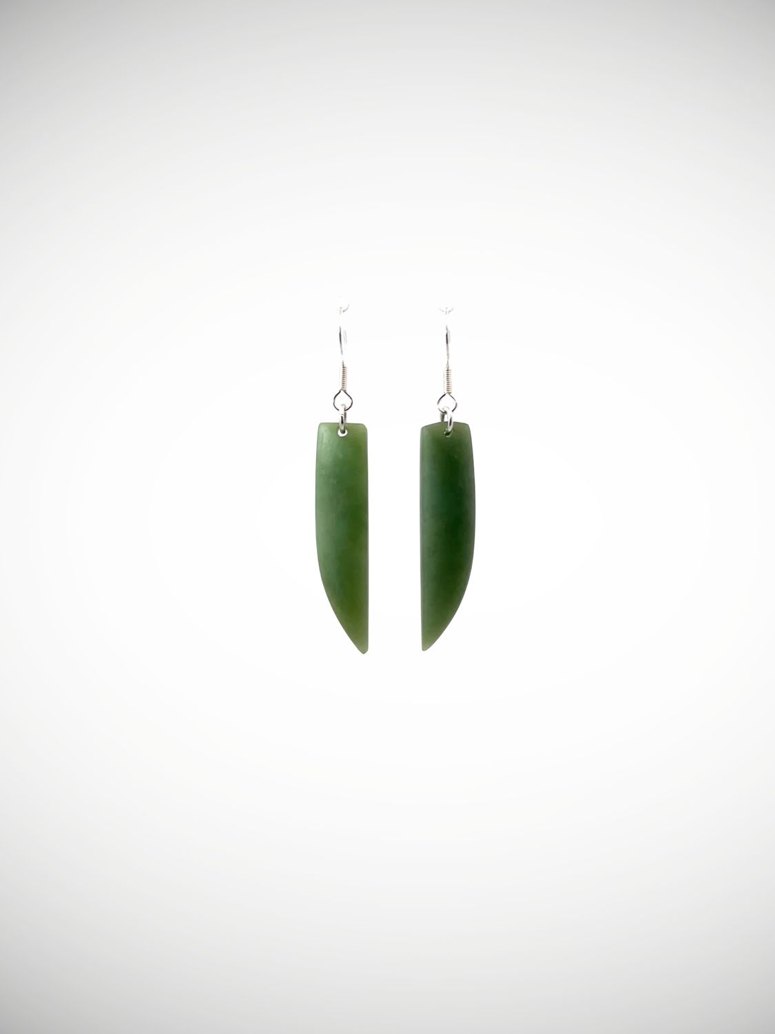 Moko Pounamu NZ Inanga Greenstone & Sterling Silver Earrings - Wakatu