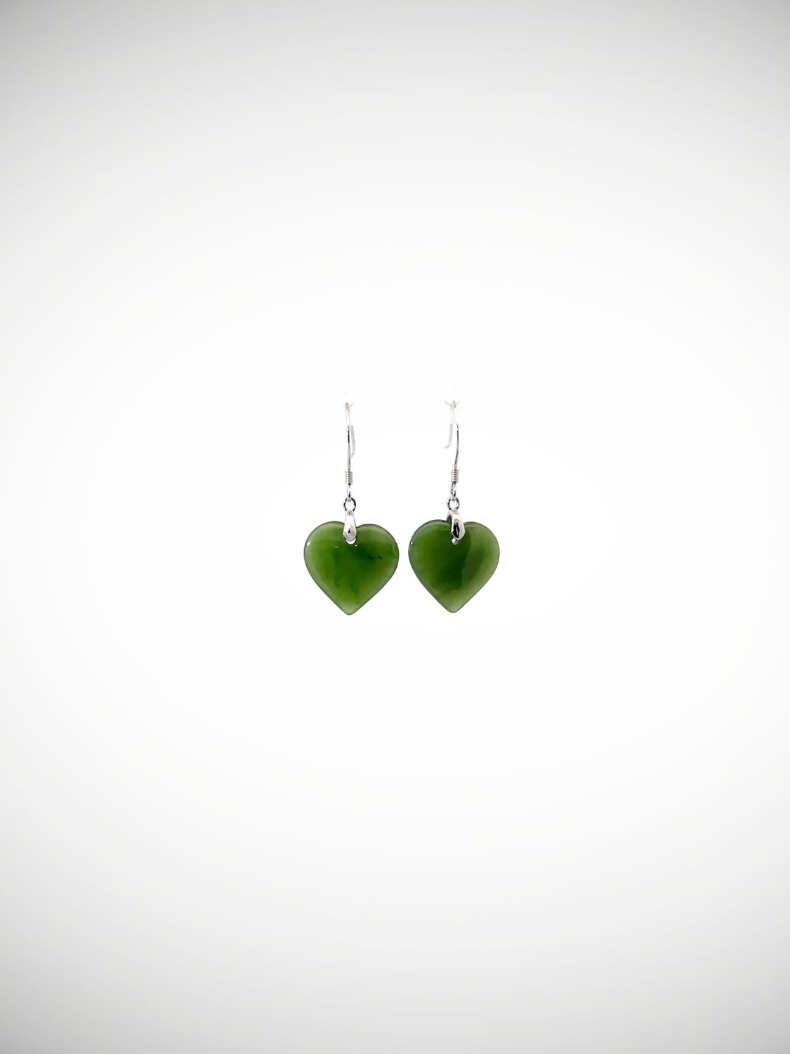 Moko Pounamu Heart NZ Kahurangi Greenstone & Sterling Silver Earrings - Tititea