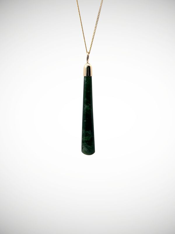 Moko Pounamu Roimata (Teardrop) NZ Genuine Kawakawa Greenstone & 9ct Gold - Te Waimumu