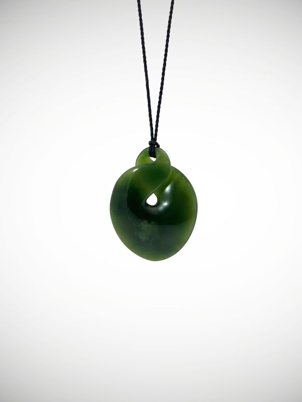 Moko Pounamu Single Pikorua (Twist) NZ Genuine Kawakawa Greenstone - Uenuku