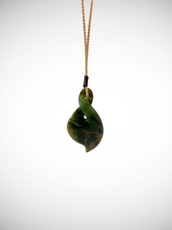 Moko Pounamu Single Pikorua (Twist) NZ Genuine Kahurangi Flower Greenstone - Opatutu