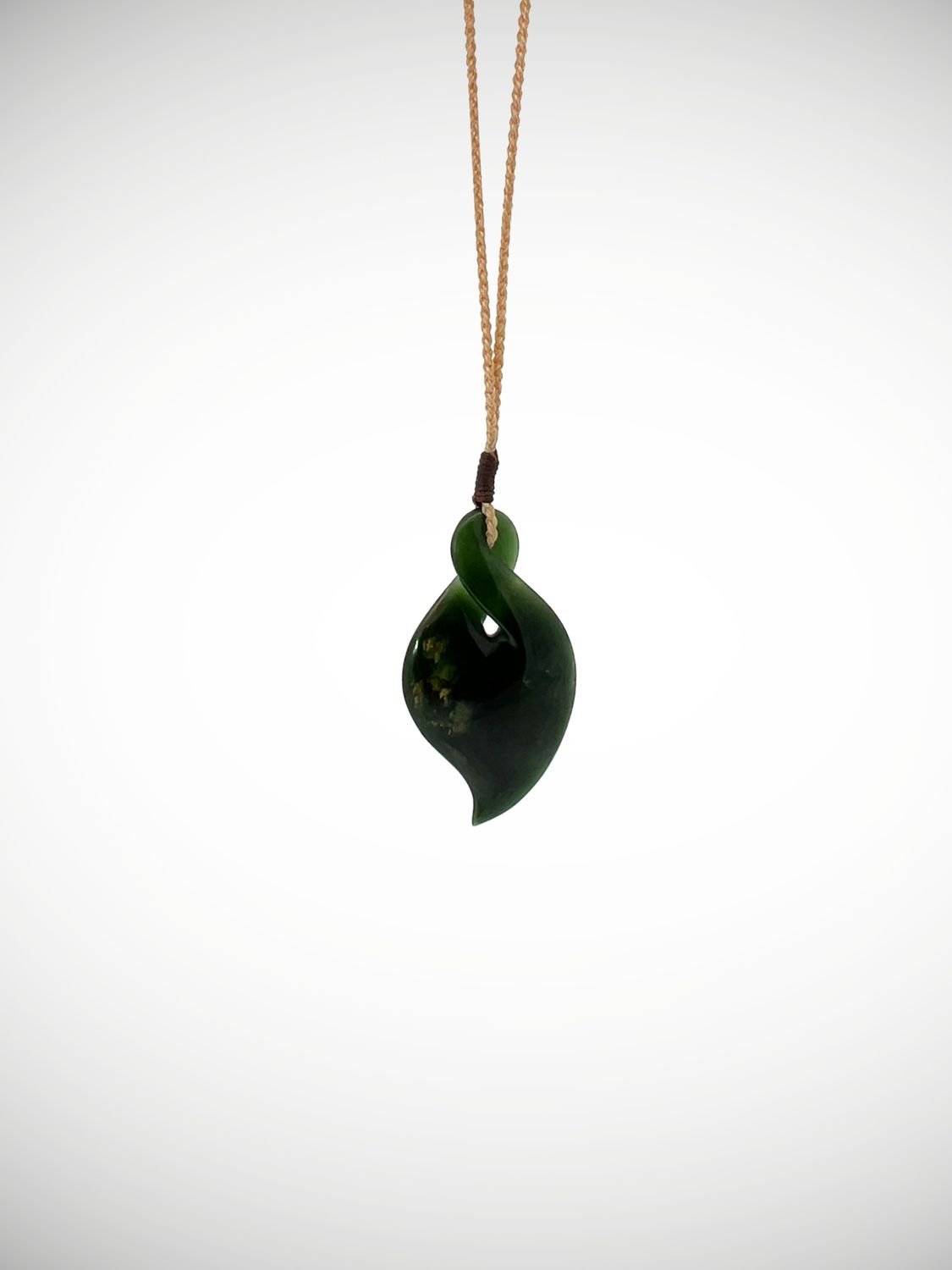 Moko Pounamu Pikorua (Twist) NZ Genuine Kawakawa Flower Greenstone - Tirau