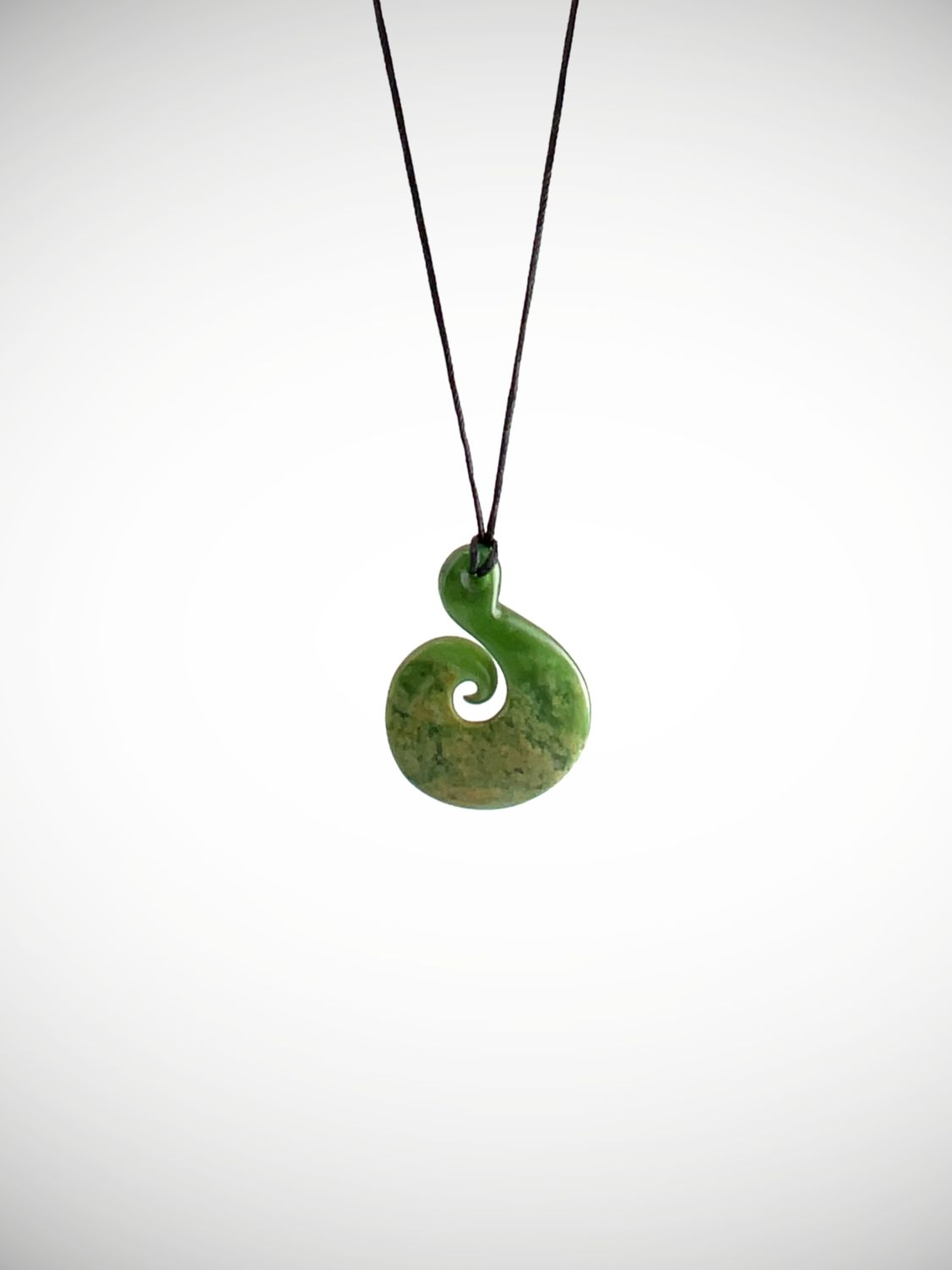 Moko Pounamu Hei Matau (Hook) NZ Genuine Kahurangi Flower Greenstone - Muriwai