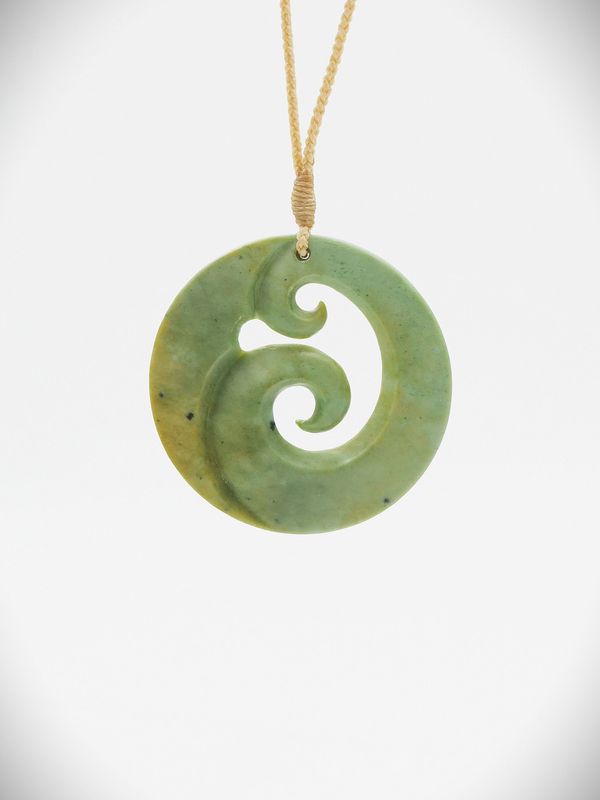 Moko Pounamu Koru NZ Genuine Auhunga Flower Greenstone - Rotoorangi