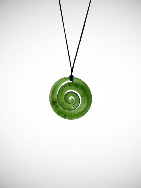 Moko Pounamu Koru NZ Genuine Kahurangi Flower Greenstone - Kaiwaka