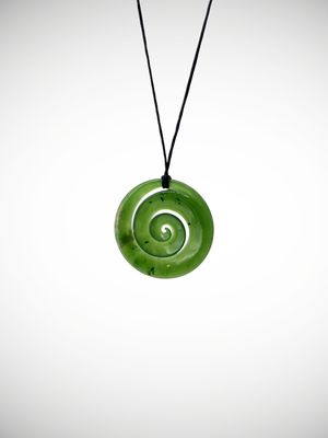 Moko Pounamu Koru NZ Genuine Kahurangi Flower Greenstone - Kaiwaka