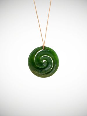 Moko Pounamu Double Koru NZ Genuine Kahurangi Flower Greenstone - Pikirakatahi